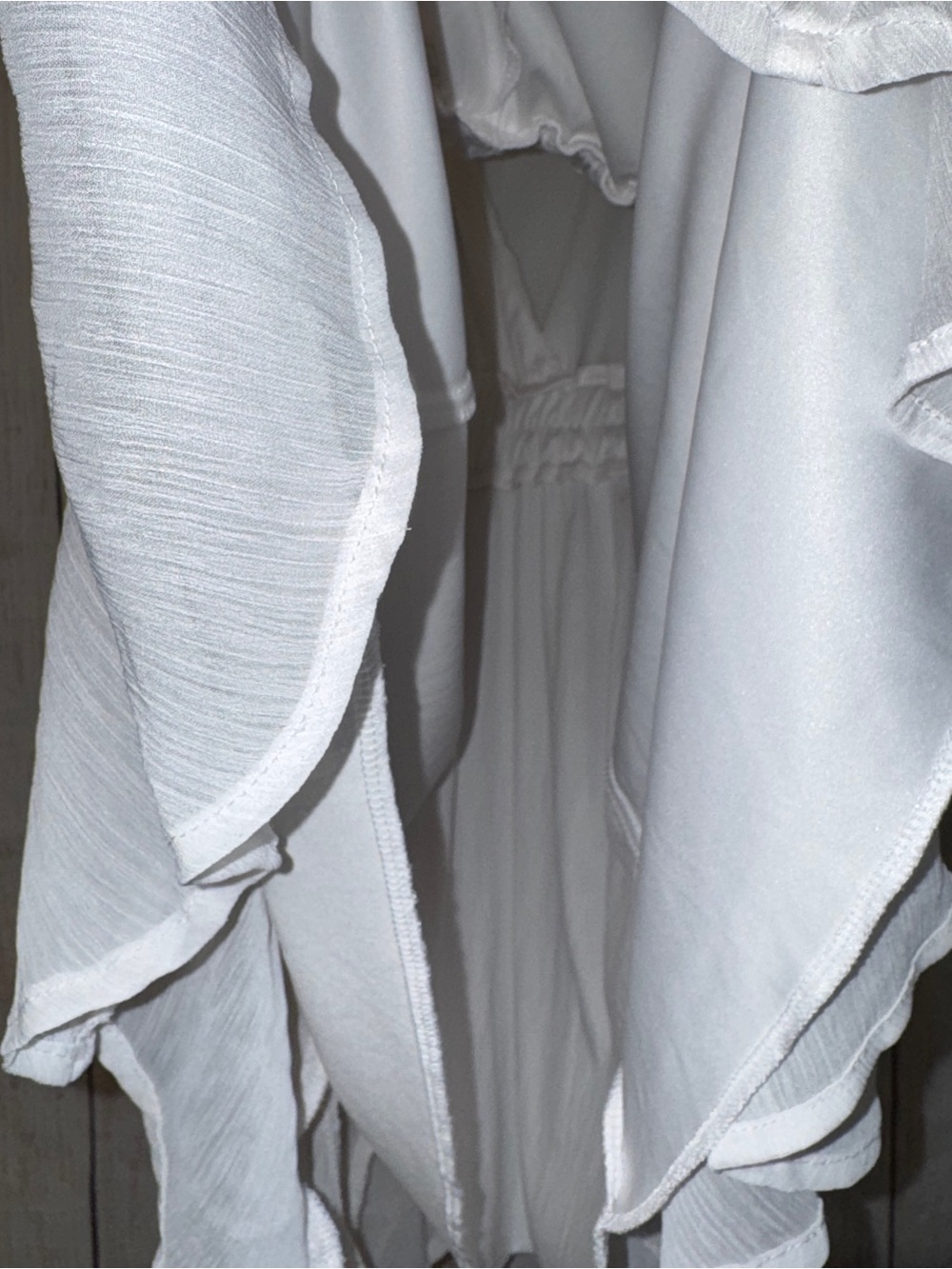 Trixxi White Dress Drawstring Waist, lined, sheer overlay, XL juniors - L Womens - Picture 9 of 11